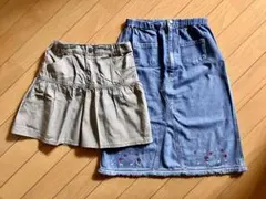 女児140cmナチュラル系スカート2点セット