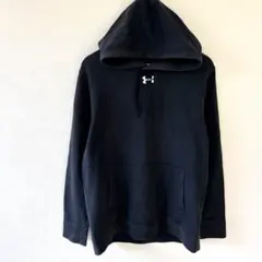 【アンダーアーマー】ロゴ刺繍フーディスウェットパーカー　L　黒ブラック　裏起毛