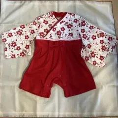 花柄袴ロンパース　ベビー　80