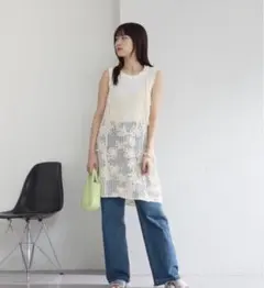 Kastane 前後2WAY フラワーレースミニワンピース アイボリー