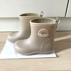 ベージュ 虹モチーフ レインブーツ 150