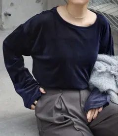 シアーベロアクルーネックプルオーバー　MONO-MART モノマート