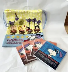 【中古品】USJ スヌーピー 巾着 メモ帳【未開封】セット
