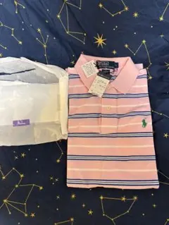 Polo by Ralph Lauren ピンクストライプポロシャツ Lサイズ