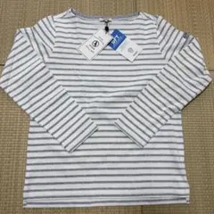 【新品】AIGLE 白/グレー ストライプ 長袖Tシャツ　Lサイズ