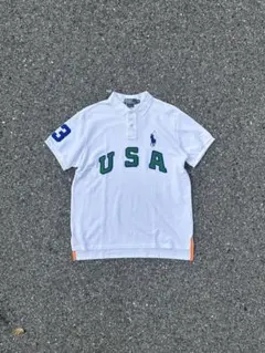 ポロ ラルフローレン USAロゴ ビッグポニー ポロシャツ ネイビー