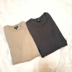 ユ*ー様 2枚セット【UNIQLO】ウォッシャブルミラノリブクルーネックセーター