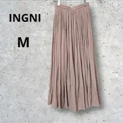 イング　ロングプリーツスカート　くすみカラー　M　ウエストゴム　大人可愛い