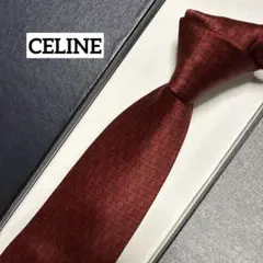 美品　セリーヌ　ネクタイ　赤黒　マカダム柄
