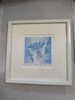 山岡康子 銅版画 「harmonica」 天使 額付き 直筆サイン入り 2009