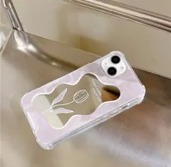 iPhone11PRO　ケース 花柄 ミラーケース 大理石調 ミラー クリア