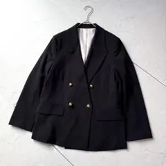 Mila Owen ヘリンボーン金釦ダブルブレストジャケット 0 ネイビー