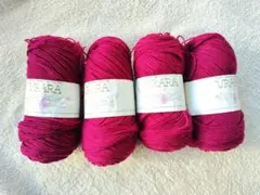URARA 中細毛糸 マゼンタ 50g 4玉