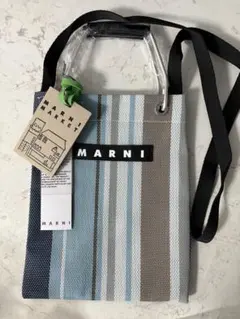 SALE！MARNI MARKET ミニショルダーバッグ ブルー ストライプ - メルカリ