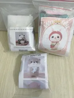 羊毛フェルトのキット3点セット（パンダ・うさぎ・ラッコ）　ニードル付き