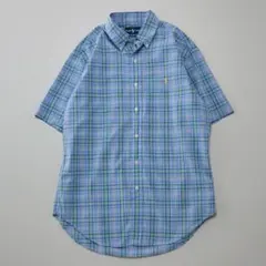 ラルフローレン 半袖チェックBDシャツ CLASSIC FIT M ポニー刺繍