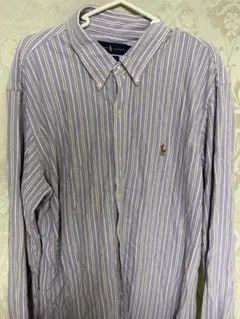 Ralph Lauren スリムフィットシャツ XXL 紫/ストライプ