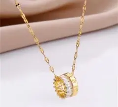 【爆売れ】リング✨cz柱ダイヤ サージカルステンレス ネックレス 金アレ 高級
