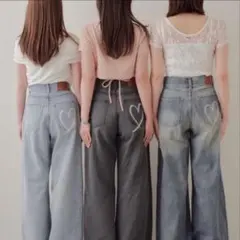 Chicoハートプリントボックスワイド デニムパンツ 【16日まで値下げ中】のサムネイル