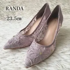 試着のみ✨RANDA フラワー刺繍シースルーパンプス 23.5cm パープル