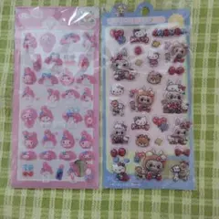 マイメロディ・ハローキティ ボンボンドロップシール二枚