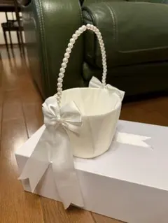 リングガール　ホワイトサテンリボン　バスケット