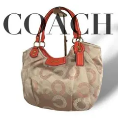 美品 4993 COACH コーチ ハンドバッグ シグネチャー柄 ベージュ
