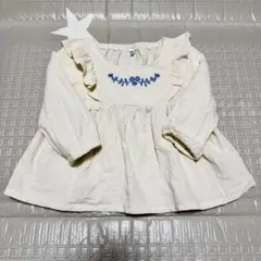 アイボリー 刺繍入り コットンシャツ 80cm