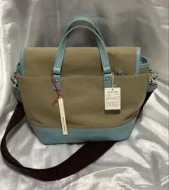 【未使用】カーキベージュと水色のショルダーバッグBlancCasse+スタイル