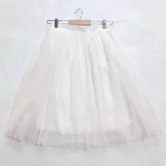 リシェグラマー チュールフレアスカート ホワイト 【M】 ふんわり トレンド