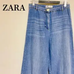 ZARA ワイドデニムパンツ ハイウエスト ライトブルー EUR38