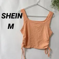 美品SHEIN 【M】サイド絞りタンクトップ コーラルピンク［1点もの］