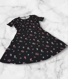 H &M 花柄 半袖 Aラインミニワンピース