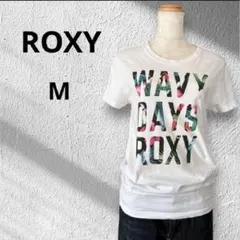 ロキシー　半袖クルーネックTシャツ　プリント　ビックロゴ　白　Mのサムネイル