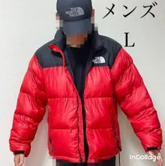 ノースフェイス　ダウンジャケット　ヌプシ　メンズＬ　700フィル　赤黒