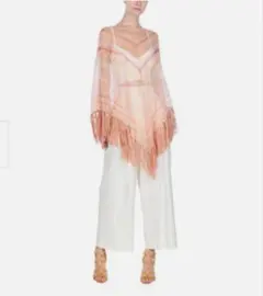 Valentino オレンジ系フリンジポンチョのサムネイル