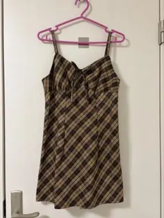 【ゆ様】GRL チェック柄リボンキャミミニワンピース