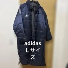 adidas アディダス ベンチコート ロング丈 ネイビー　　Ｌサイズ