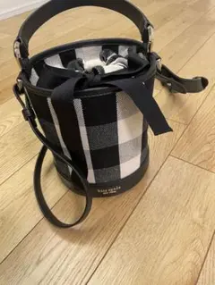 kate spade バケットバッグ ブラック/ホワイトチェック