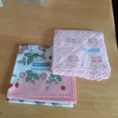 WEDGWOOD ピンク系 ハンカチ２枚セット