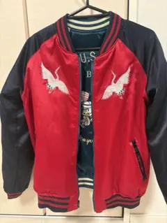 U.S. NAVY スカジャン リバーシブル 赤 ネイビー