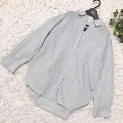 ラルフローレン リネンシャツ 長袖 M グラデーション ワンポイント刺繍