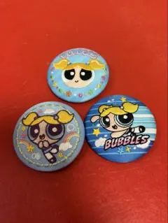 【値下げしました！】パワーパフガールズ　バブルス 刺繍缶バッジ 3個セット
