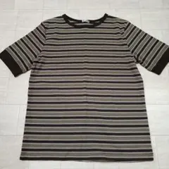 【mysa closet】しまむら　半袖ニット　カットソー　ボーダー　LLサイズのサムネイル