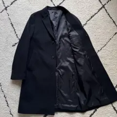 ユニクロ　チェスターコート　カシミヤ混　ネイビー　Mサイズ　409337