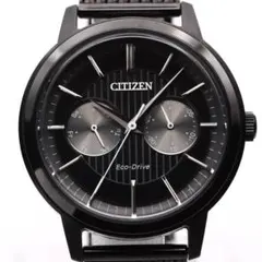 CITIZEN エコドライブ メンズ 腕時計 黒文字盤 廃盤 ミニマルデザインのサムネイル