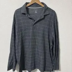 VAN HEUSEN チェック柄 長袖ポロシャツ 2XL