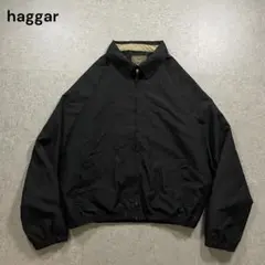 haggar 00sナイロンブルゾン黒XLメンズビッグシルエット短丈ジップアップ