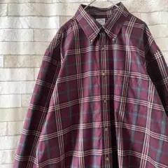 ブルックスブラザーズ チェック柄 BDシャツ 長袖 ボルドー グリーン L