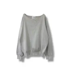 オペークドットクリップ　ボートネックニット　薄グリーン　L 長袖　オフィス